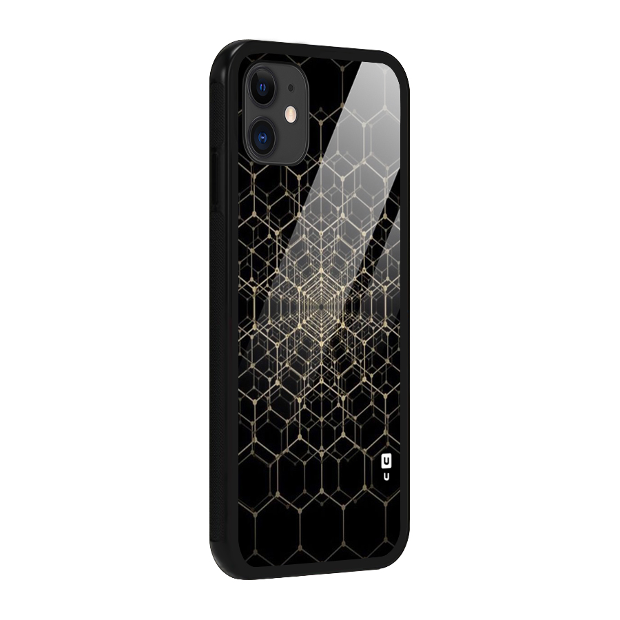 Gold Web Glass Back Case for iPhone 11
