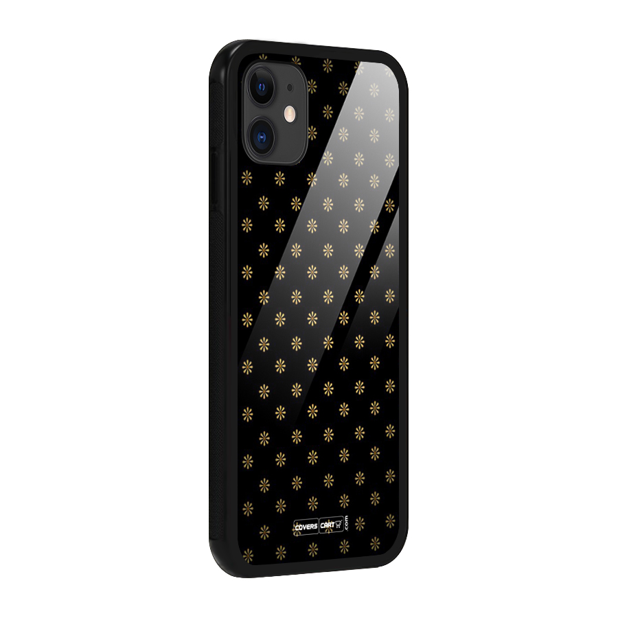 Golden Flowers Glass Back Case for iPhone 11