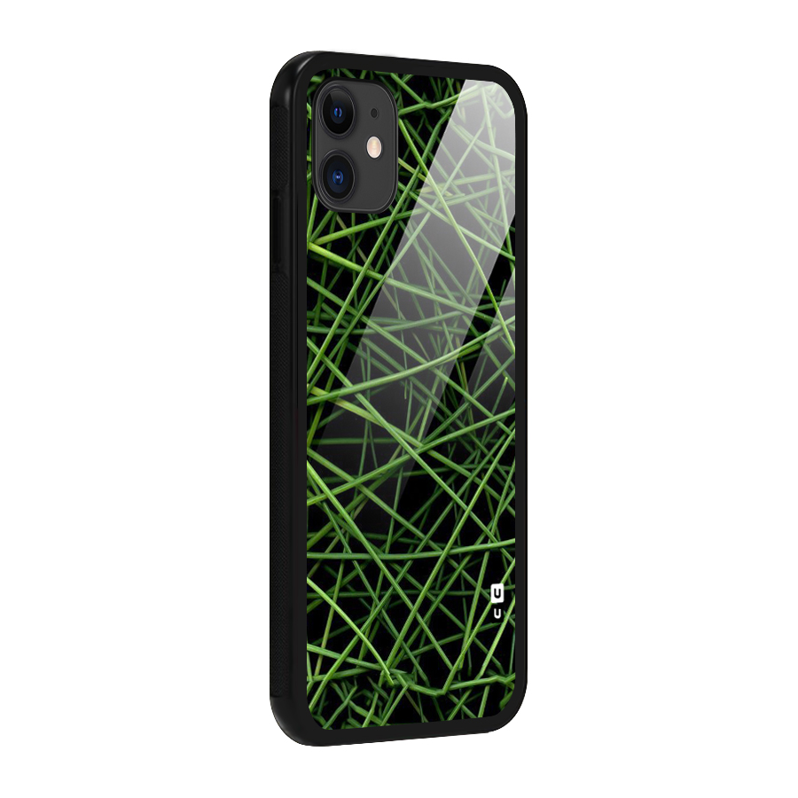 Green Lines Glass Back Case for iPhone 11