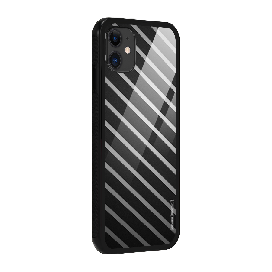 Grey And Black Stripes Glass Back Case for iPhone 11
