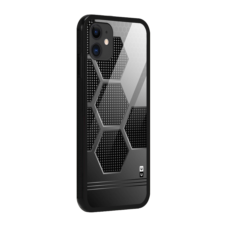 Grey Black Hexa Glass Back Case for iPhone 11