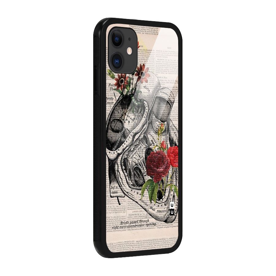 Heart Newspaper Glass Back Case for iPhone 11