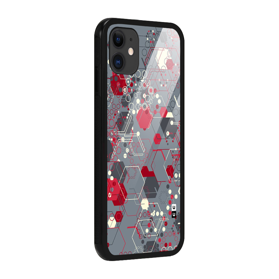 Hexagons Pattern Glass Back Case for iPhone 11