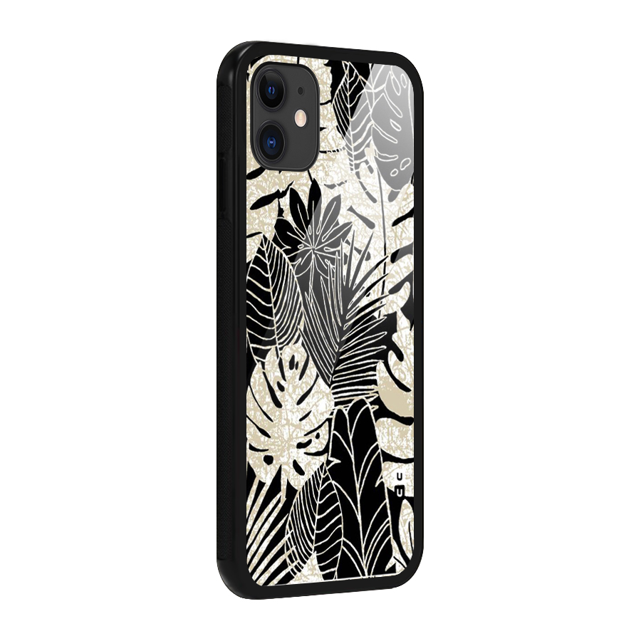 Leaf Pattern Glass Back Case for iPhone 11