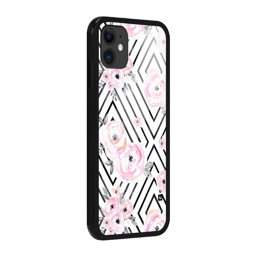 Light Pastel Flowers Design Glass Back Case for iPhone 11