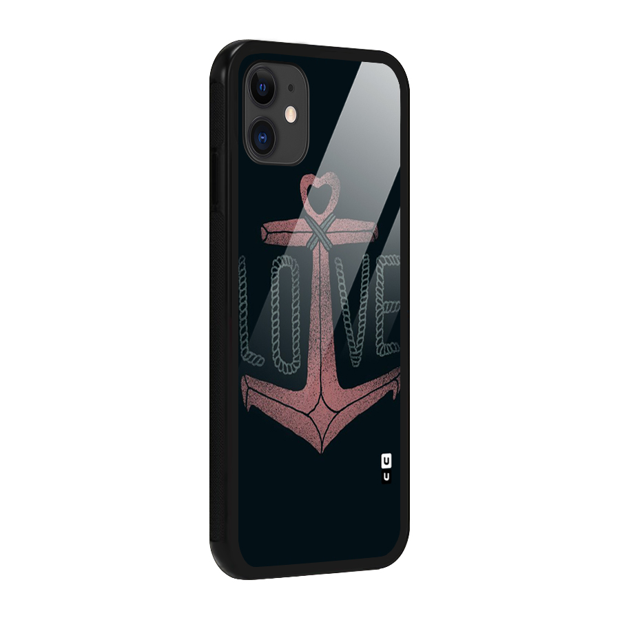 Love Anchor Form Glass Back Case for iPhone 11
