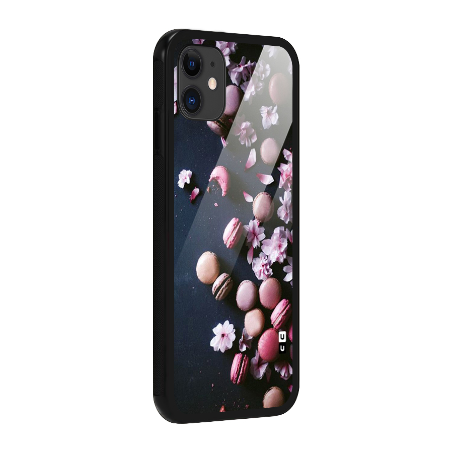 Macaroons And Cheery Blossoms Glass Back Case for iPhone 11