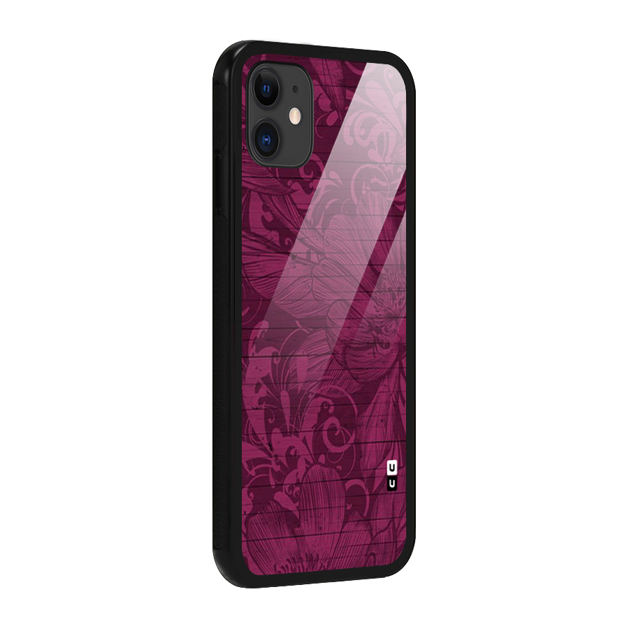 Magenta Floral Pattern Glass Back Case for iPhone 11