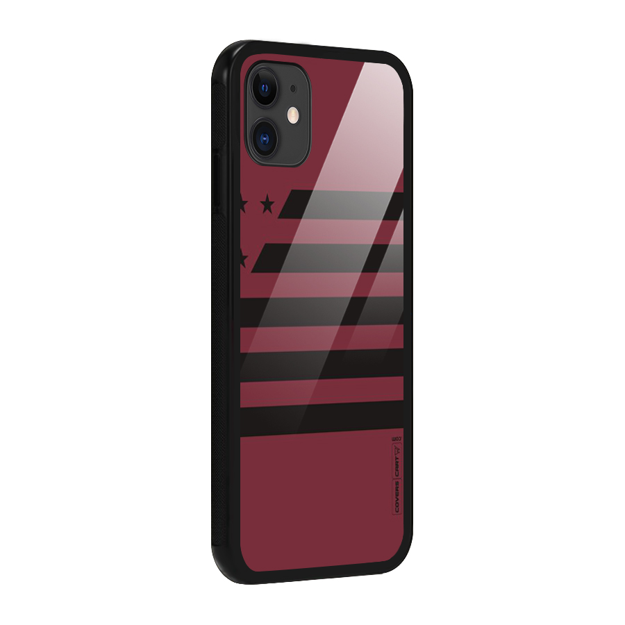 Maroon Star Striped Glass Back Case for iPhone 11