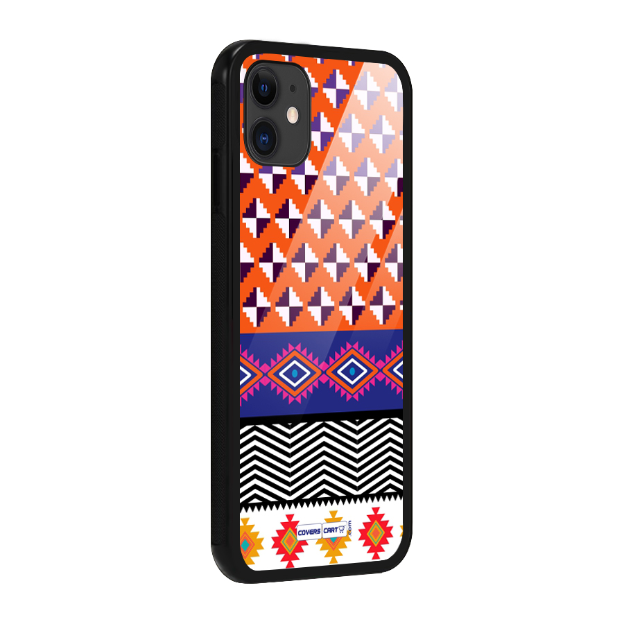 Mixed Pattern Aztec Glass Back Case for iPhone 11
