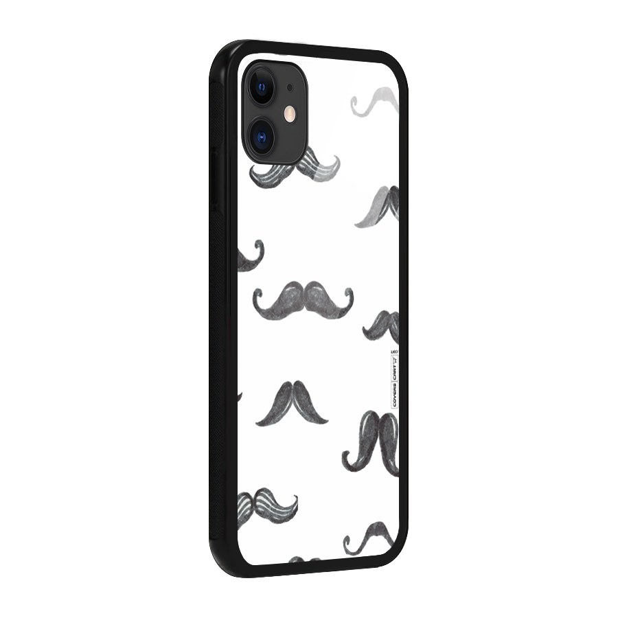 Moustache Pattern (Black) Glass Back Case for iPhone 11