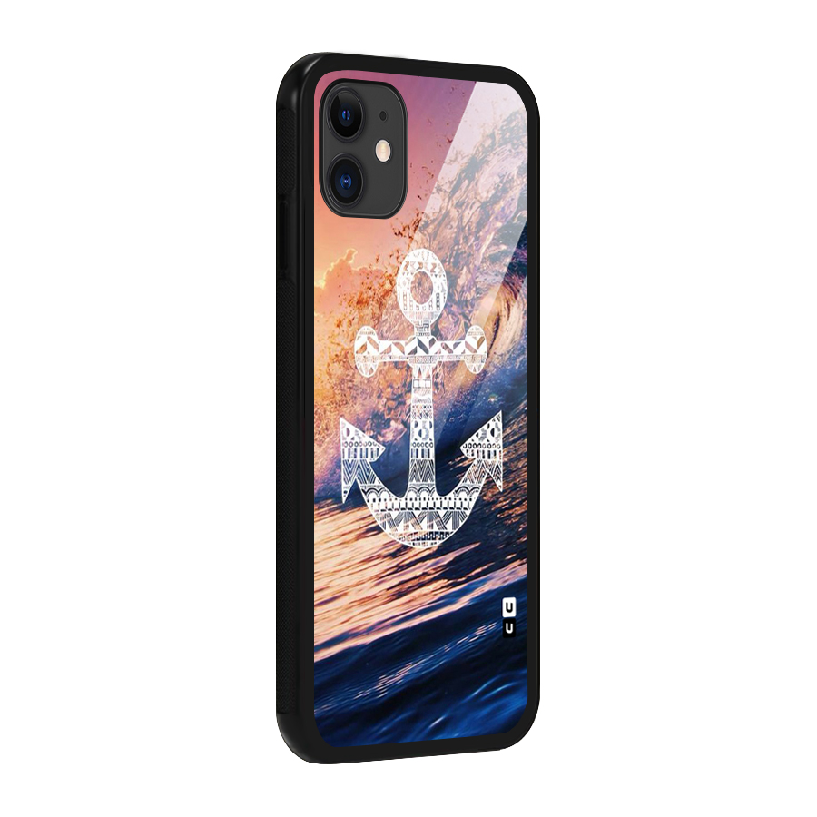Ocean Anchor Wave Glass Back Case for iPhone 11