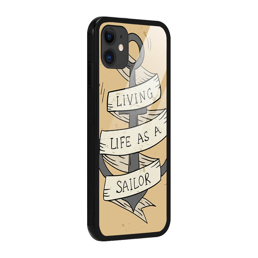 Old School Anchor Glass Back Case for iPhone 11