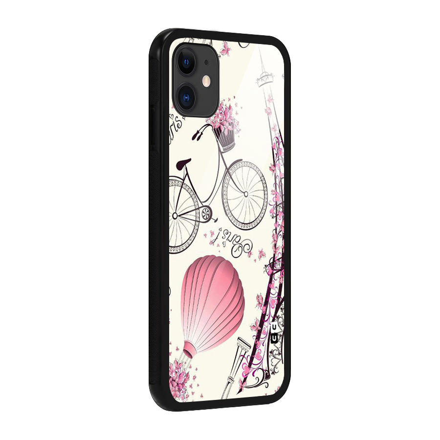 Paris Clipart Glass Back Case for iPhone 11