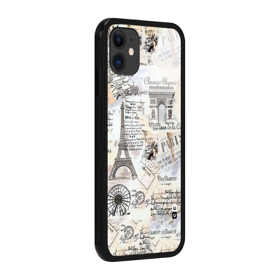 Paris Paper Glass Back Case for iPhone 11