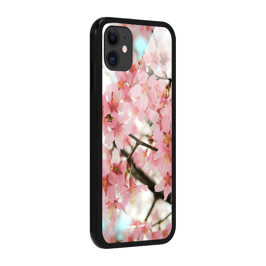 Peach Floral Glass Back Case for iPhone 11