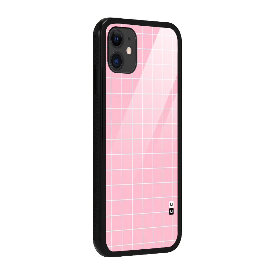 Pink Checks Glass Back Case for iPhone 11
