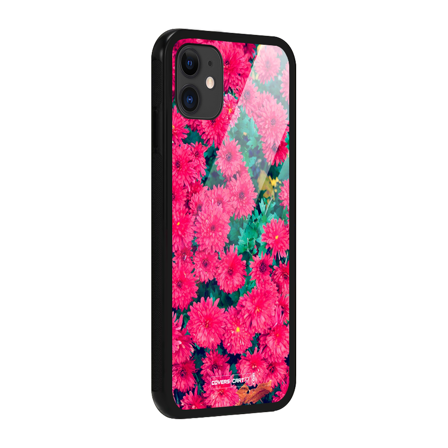 Pink Flowers Glass Back Case for iPhone 11