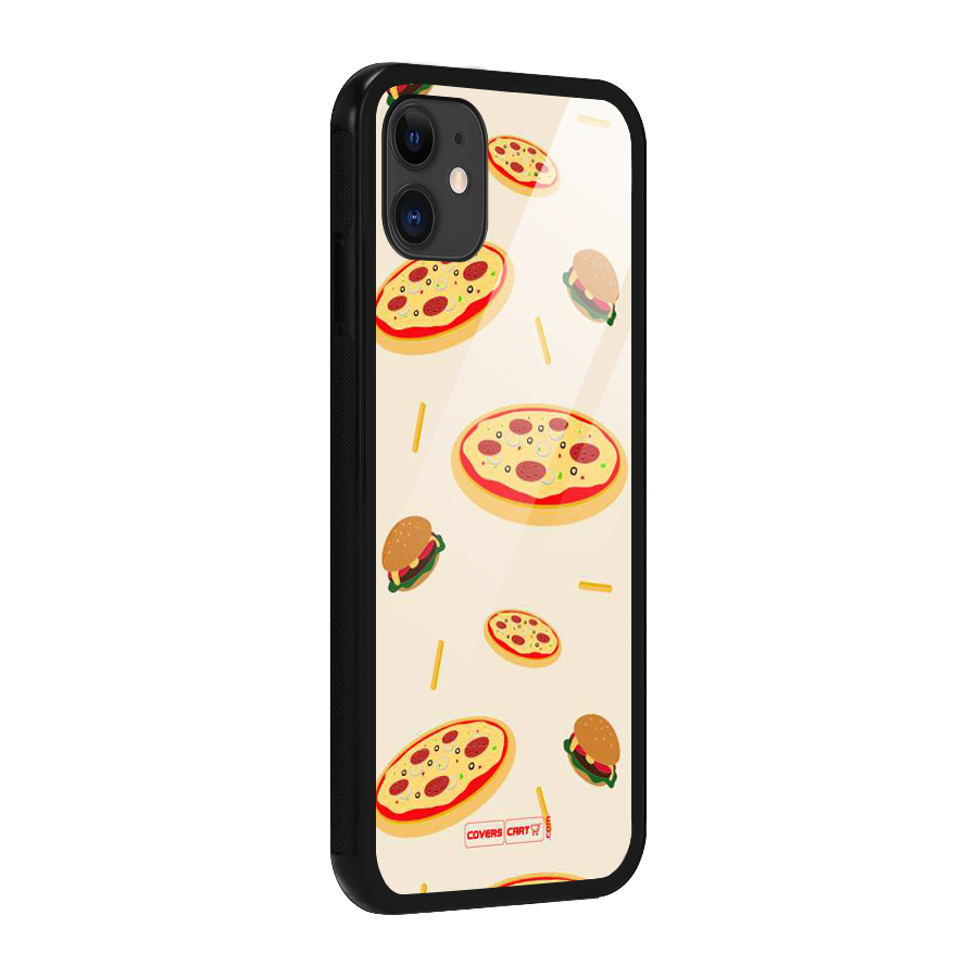 Pizza and Burger Love Glass Back Case for iPhone 11