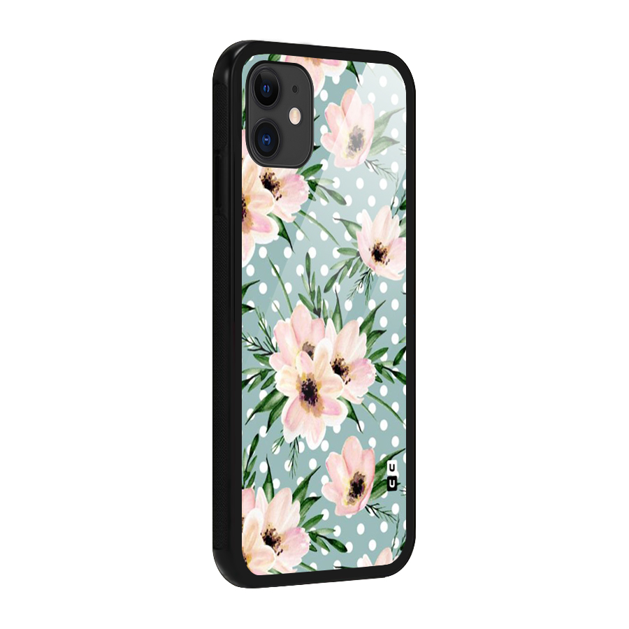 Polka Art Floral Glass Back Case for iPhone 11