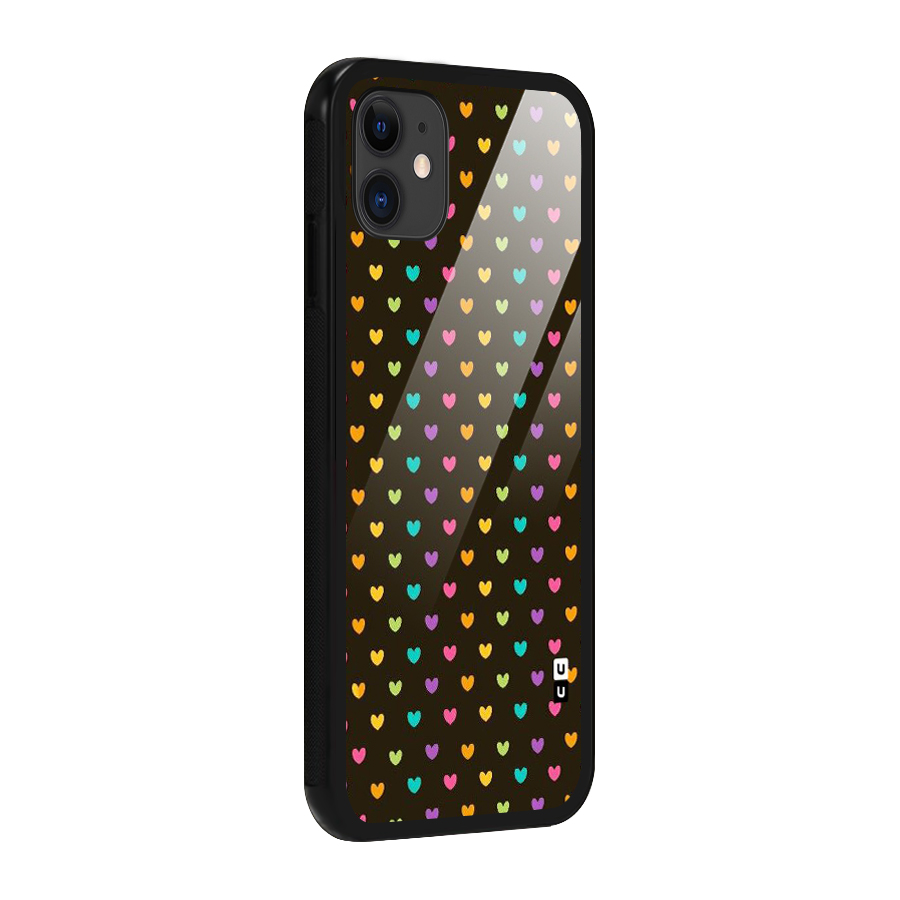 Rainbow Hearts Glass Back Case for iPhone 11
