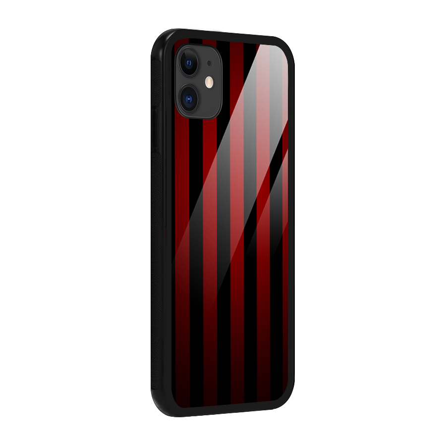 Red Black Stripes Glass Back Case for iPhone 11