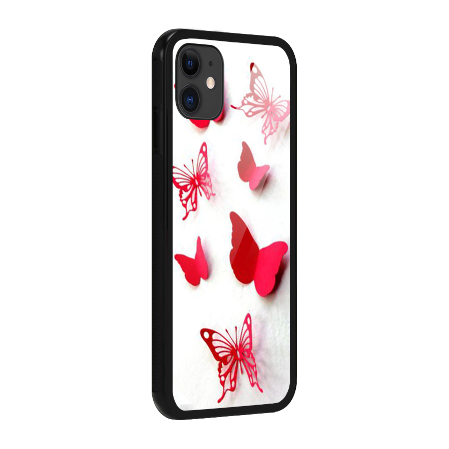 Red Butterflies Glass Back Case for iPhone 11