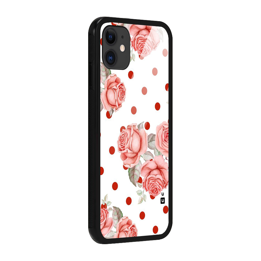 Red Peach Shade Flowers Glass Back Case for iPhone 11