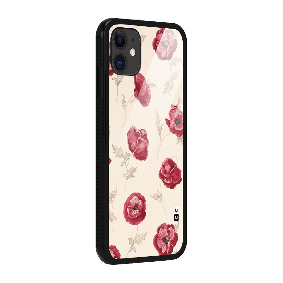 Red Rose Floral Art Glass Back Case for iPhone 11