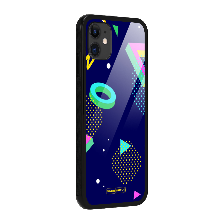 Retro Abstract Glass Back Case for iPhone 11