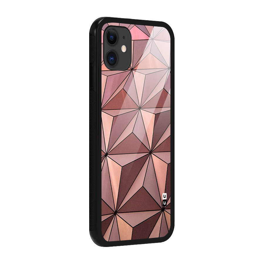 Rosegold Abstract Shapes Glass Back Case for iPhone 11