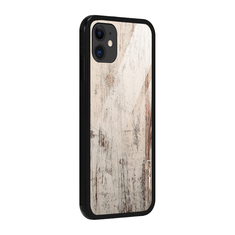 Rugged Wooden Texture Glass Back Case for iPhone 11