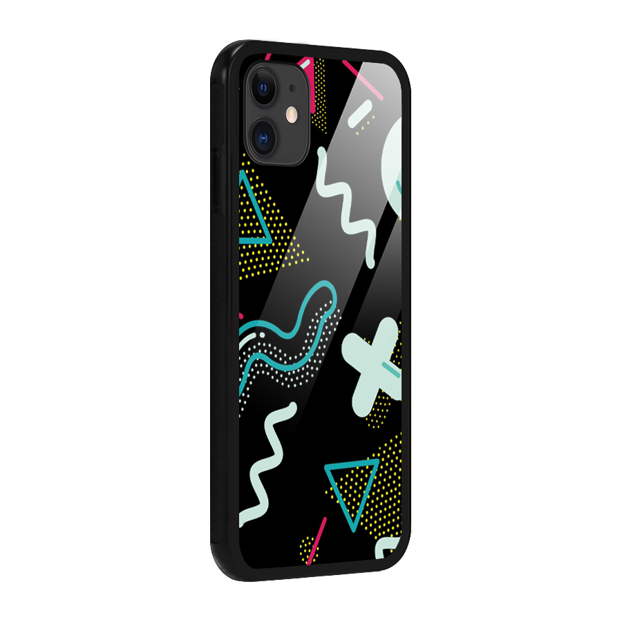 Shapes Pattern Glass Back Case for iPhone 11