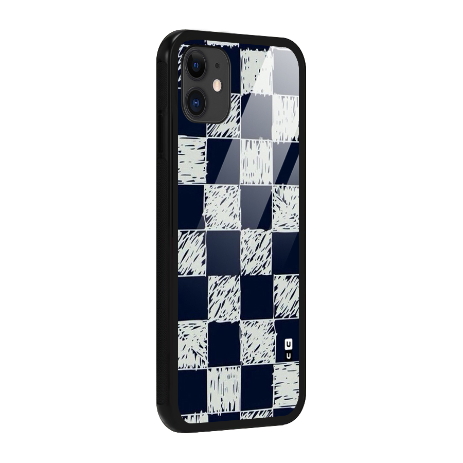 Sketchy Check Design Glass Back Case for iPhone 11
