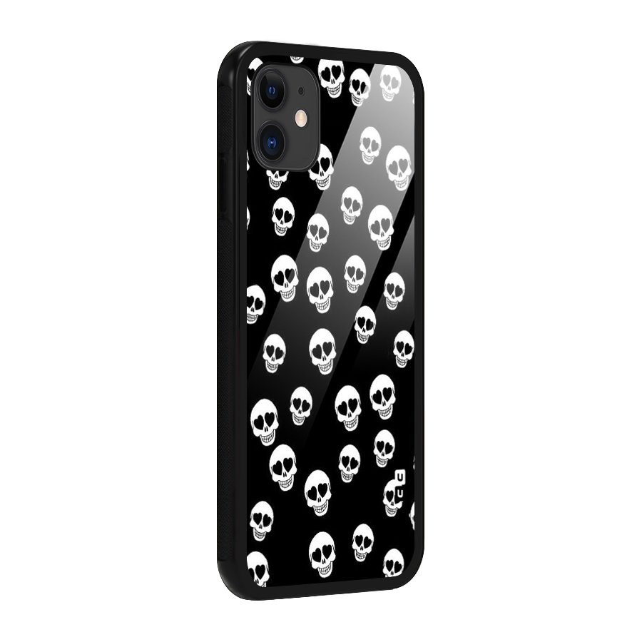Skull Heart Glass Back Case for iPhone 11