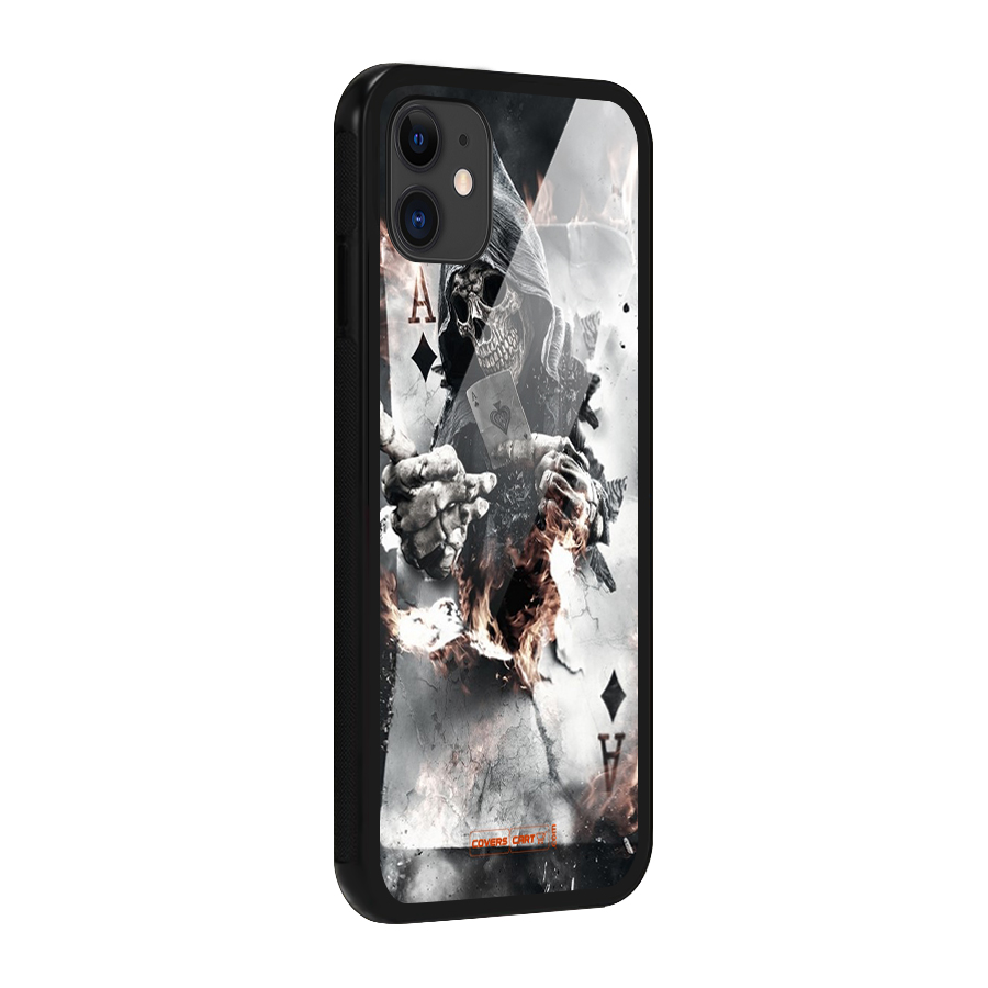 Skull with an Ace Glass Back Case for iPhone 11