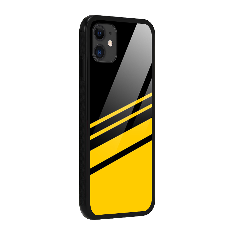 Slant Yellow Stripes Glass Back Case for iPhone 11