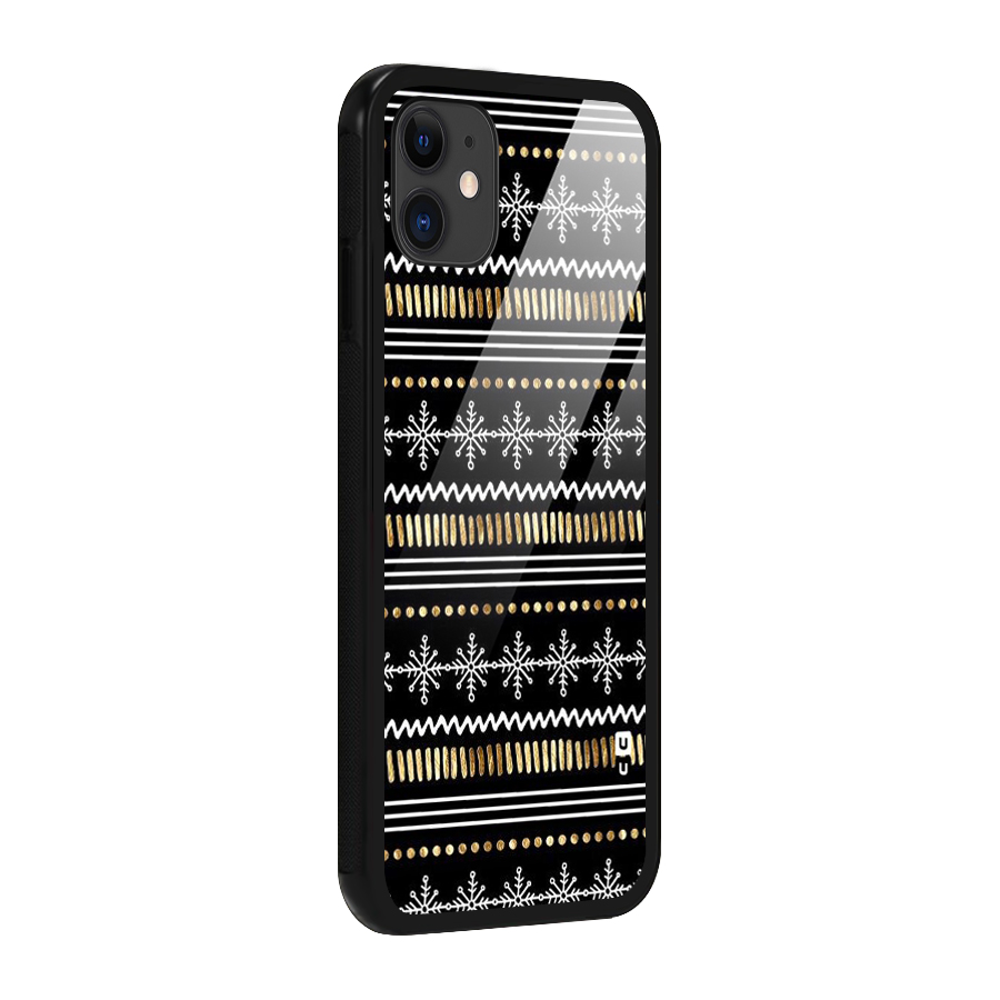 Snowflakes Gold Glass Back Case for iPhone 11