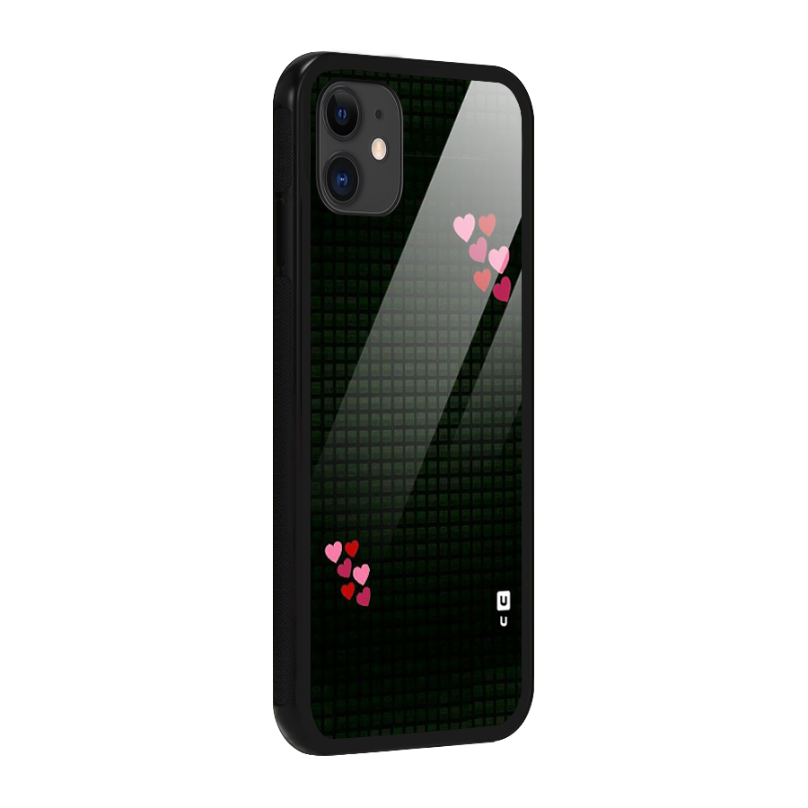 Square and Hearts Glass Back Case for iPhone 11