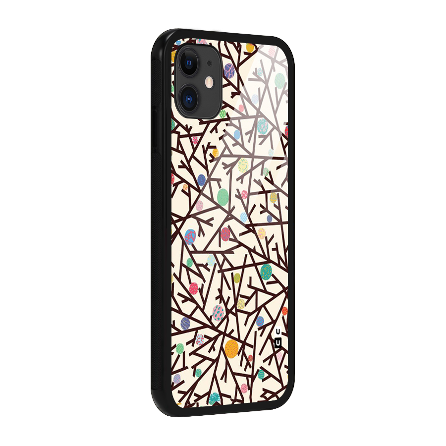 Stem Pattern Glass Back Case for iPhone 11