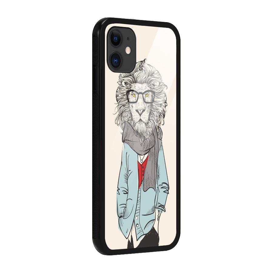 Stylish Lion Glass Back Case for iPhone 11