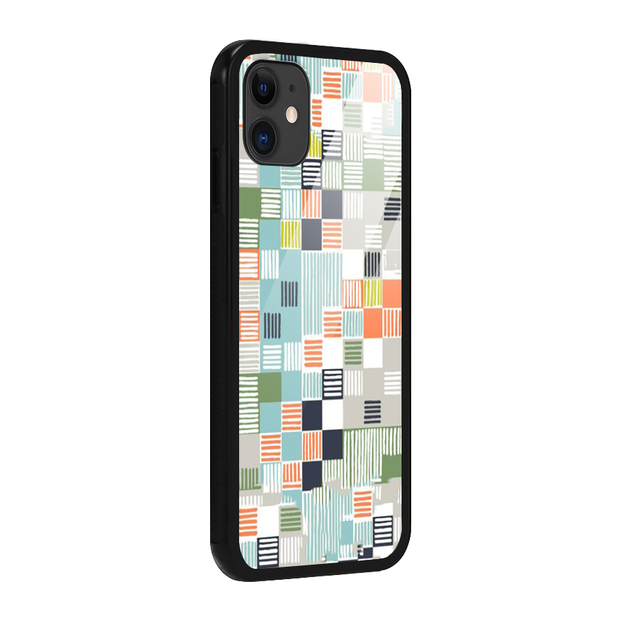 Tiny Boxes Stripes Glass Back Case for iPhone 11