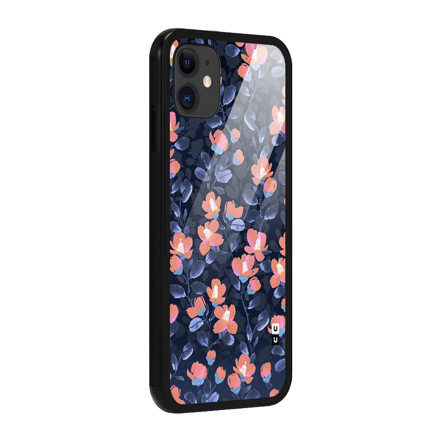 Tiny Peach Flowers Glass Back Case for iPhone 11