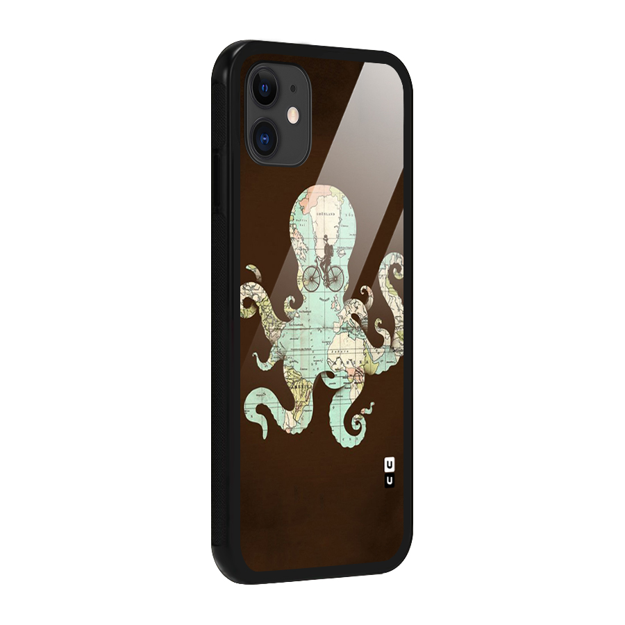 Travel Octopus Glass Back Case for iPhone 11