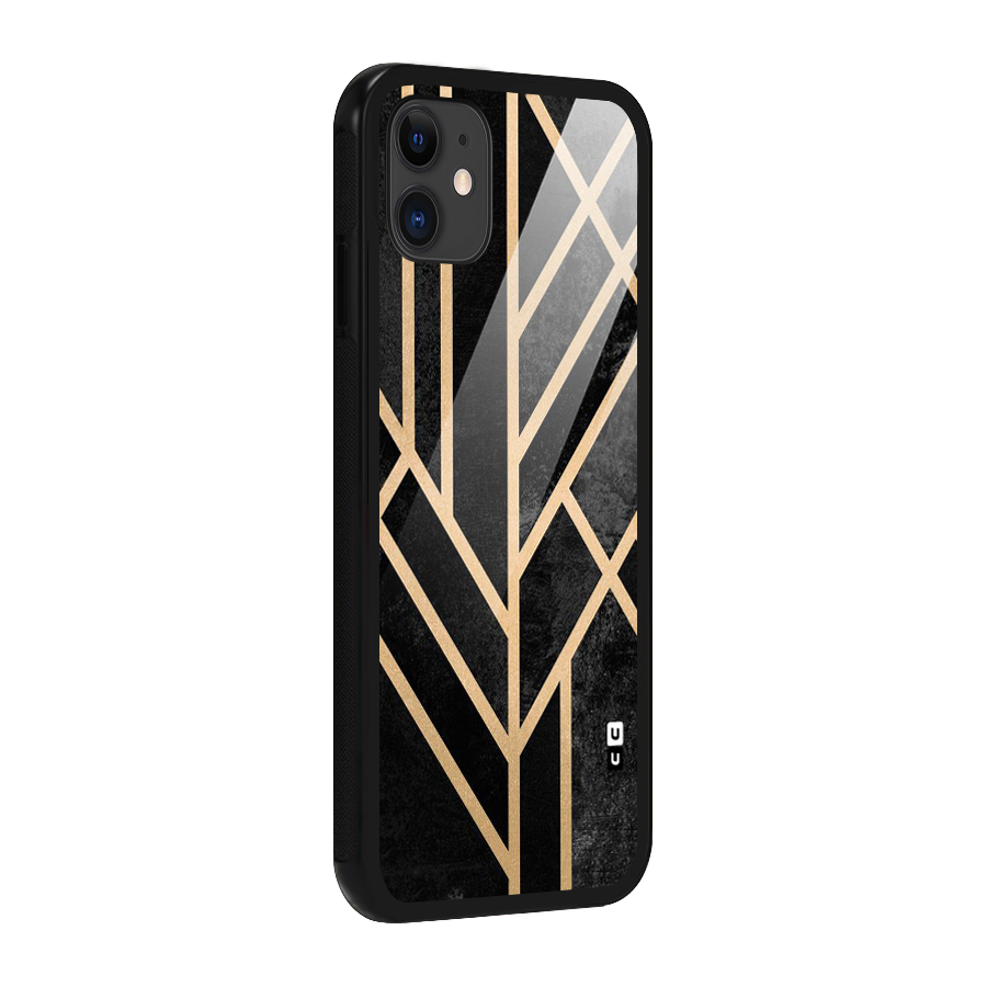 Tri Lines Gold Glass Back Case for iPhone 11
