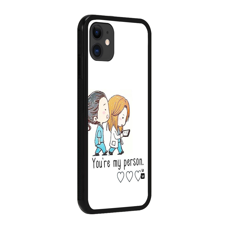 Two Friends In Coat Glass Back Case for iPhone 11