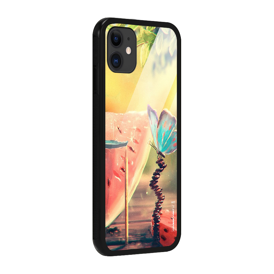 Watermelon Butterfly Glass Back Case for iPhone 11