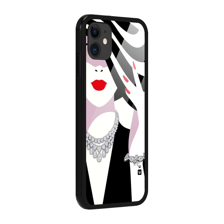 Women Beauty Glass Back Case for iPhone 11
