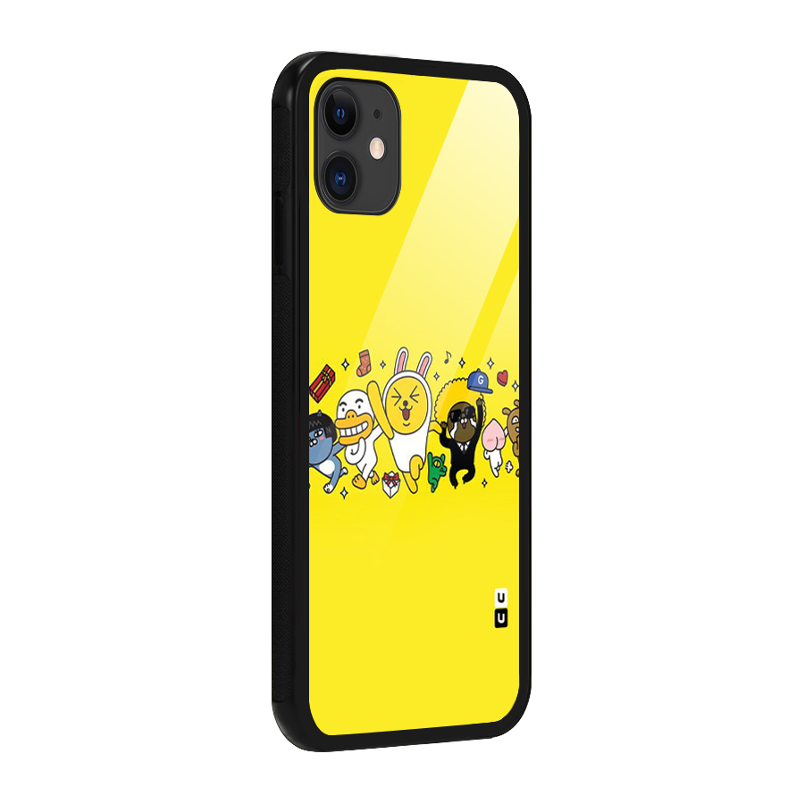 Yellow Friends Glass Back Case for iPhone 11