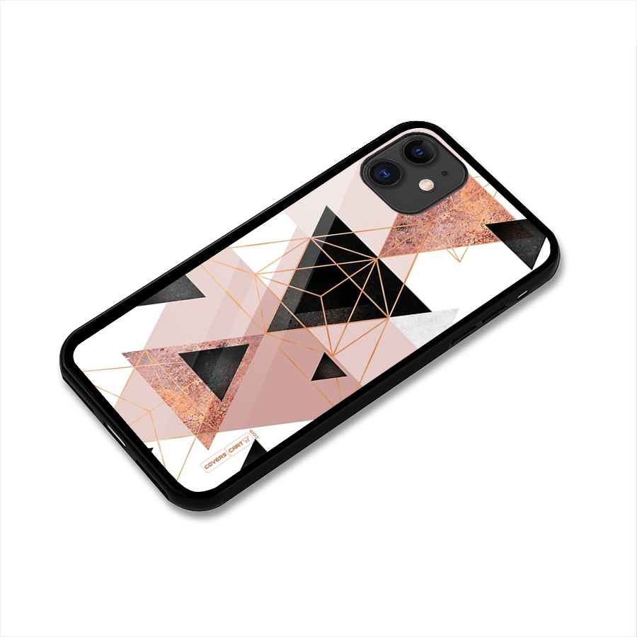 Abstract Rose Gold Triangles Glass Back Case for iPhone 11